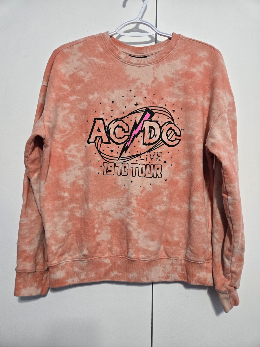 AC/DC Live 1978 Tour Tie Dye Sweatshirt XXL Pink Graphic Pullover